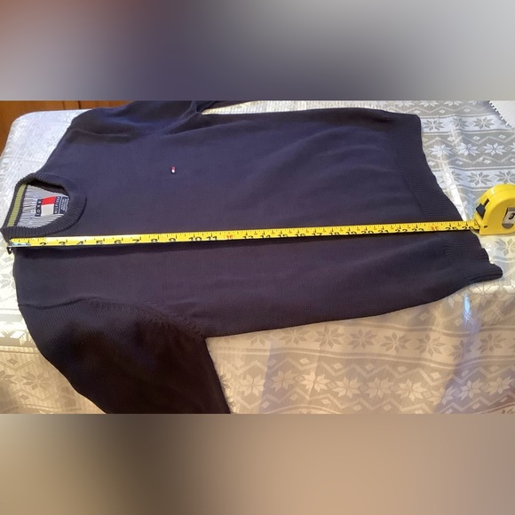 Tommy Hilfiger Sweater Men’s Large Crewneck Cotton Navy - Picture 7 of 11